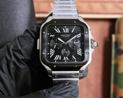 TW Factory Cartier Stainless Steel Bracelet Sandos  White/Black Dial 38mm Watch